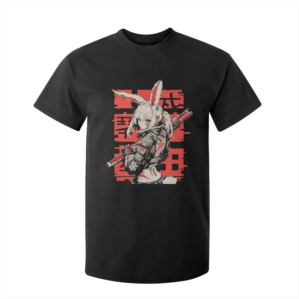 Anime Manga Cyberpunk T Shirt For Kid Techwear Harajuku Style Bunny Girl TS02 Black Print Your Wear