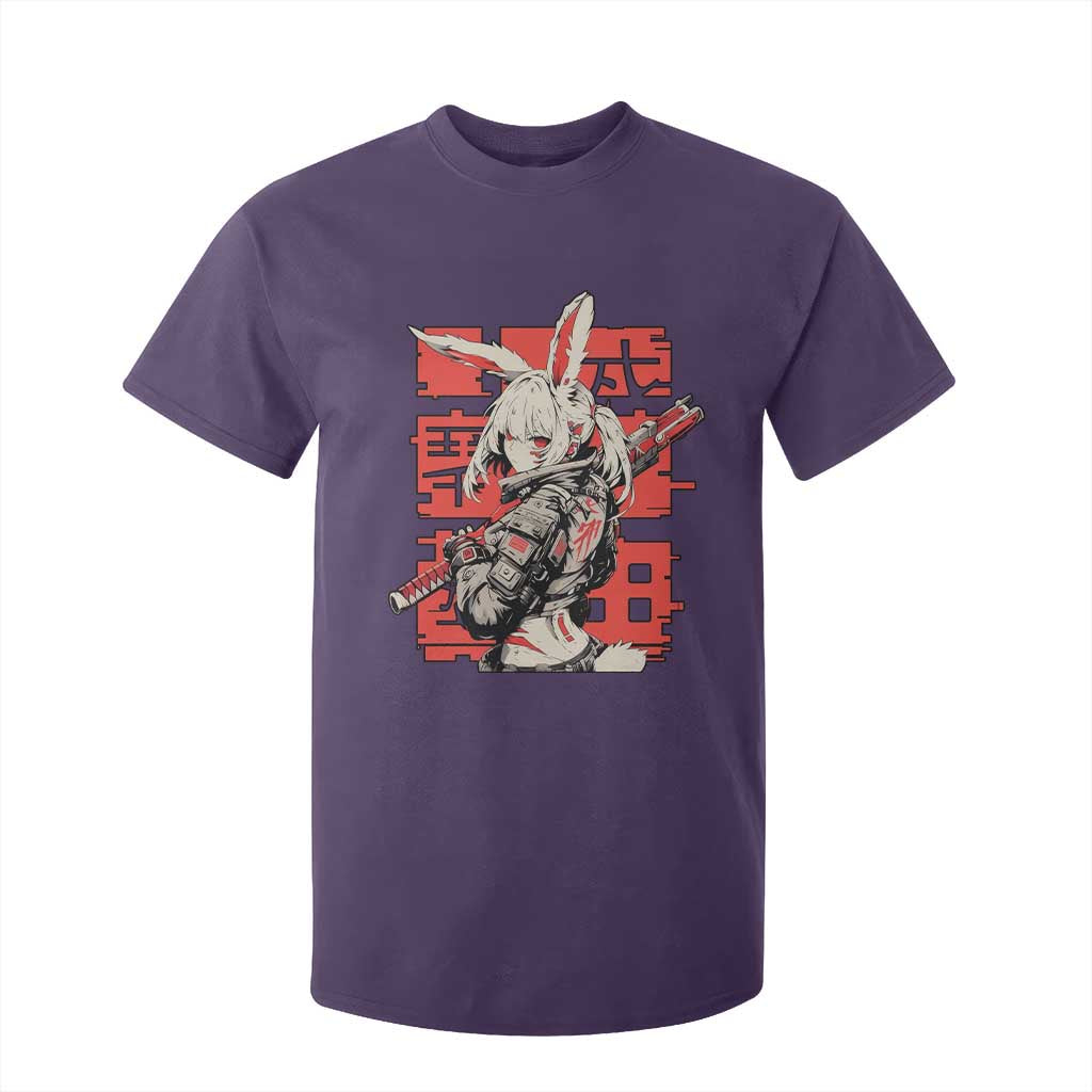 Anime Manga Cyberpunk T Shirt For Kid Techwear Harajuku Style Bunny Girl TS02 Purple Print Your Wear