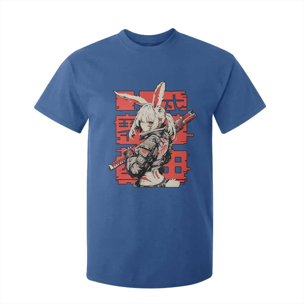 Anime Manga Cyberpunk T Shirt For Kid Techwear Harajuku Style Bunny Girl TS02 Royal Blue Print Your Wear