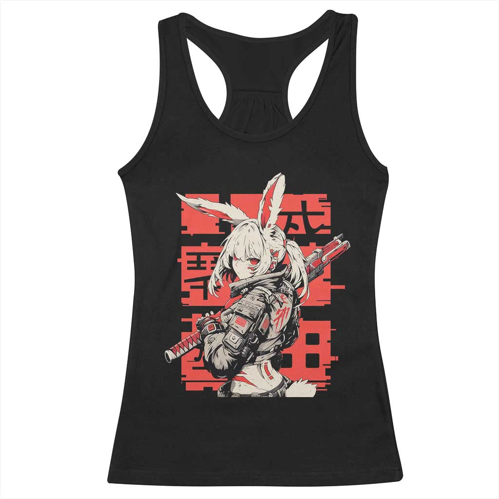 Anime Manga Cyberpunk Racerback Tank Top Techwear Harajuku Style Bunny Girl TS02 Black Print Your Wear