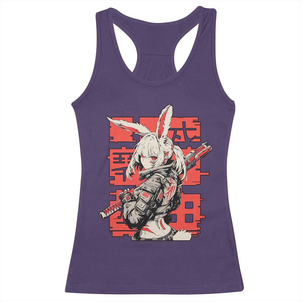 Anime Manga Cyberpunk Racerback Tank Top Techwear Harajuku Style Bunny Girl TS02 Purple Print Your Wear