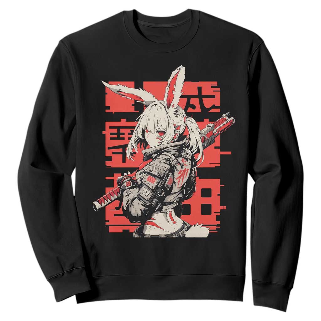 Anime Manga Cyberpunk Sweatshirt Techwear Harajuku Style Bunny Girl TS02 Black Print Your Wear