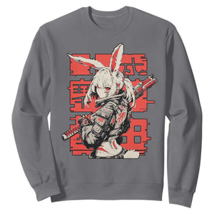 Anime Manga Cyberpunk Sweatshirt Techwear Harajuku Style Bunny Girl TS02 Charcoal Print Your Wear