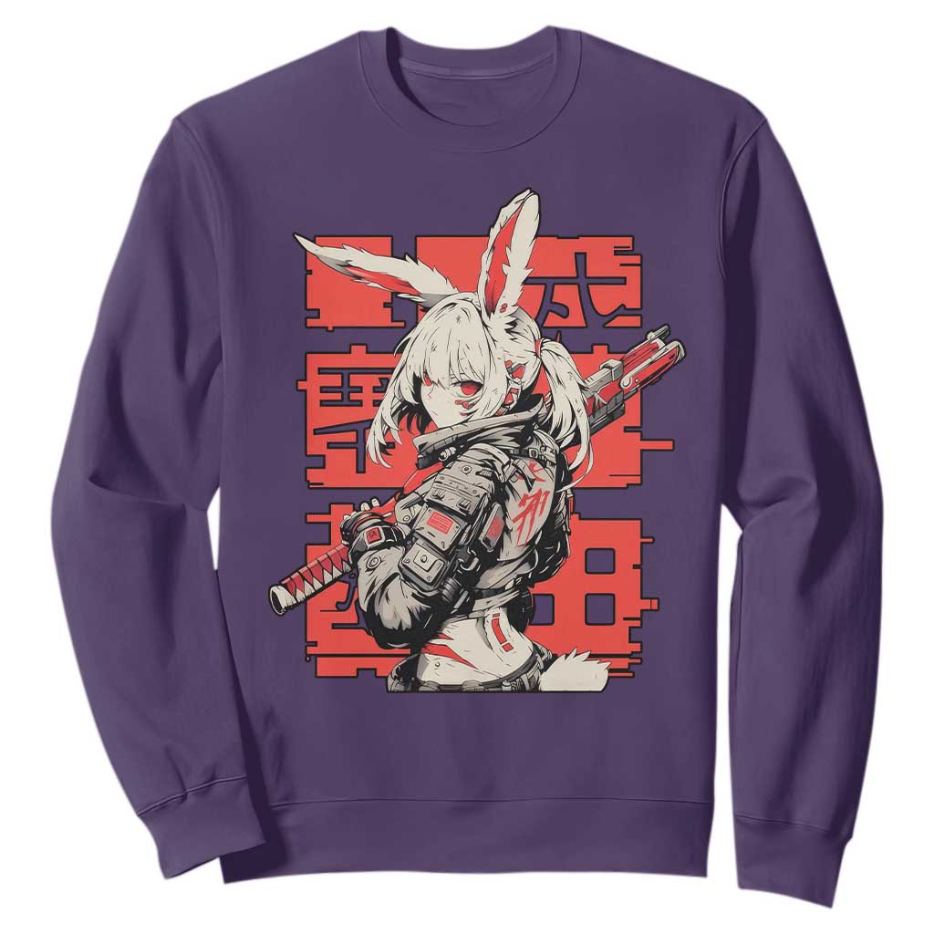 Anime Manga Cyberpunk Sweatshirt Techwear Harajuku Style Bunny Girl TS02 Purple Print Your Wear