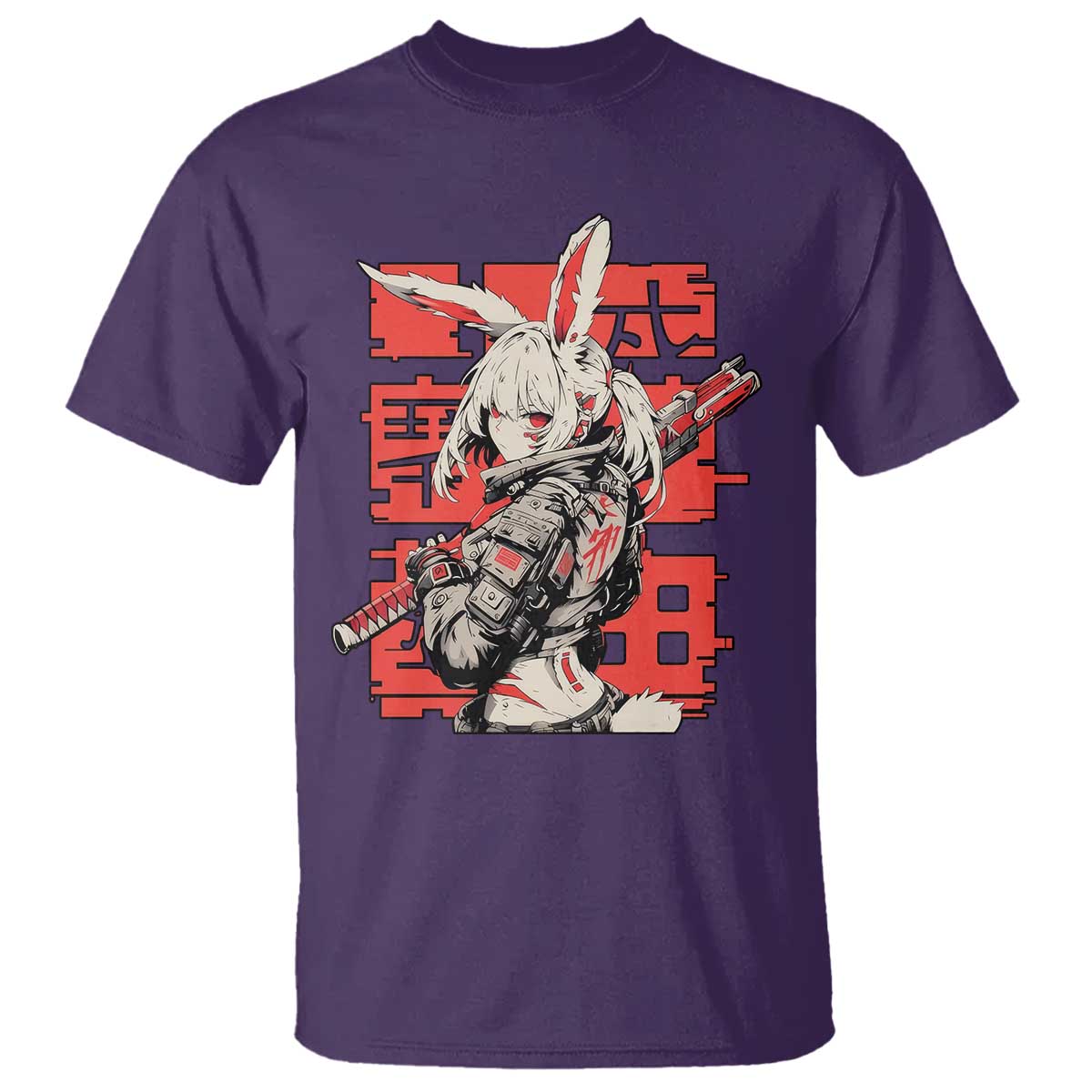 Anime Manga Cyberpunk T Shirt Techwear Harajuku Style Bunny Girl TS02 Purple Print Your Wear