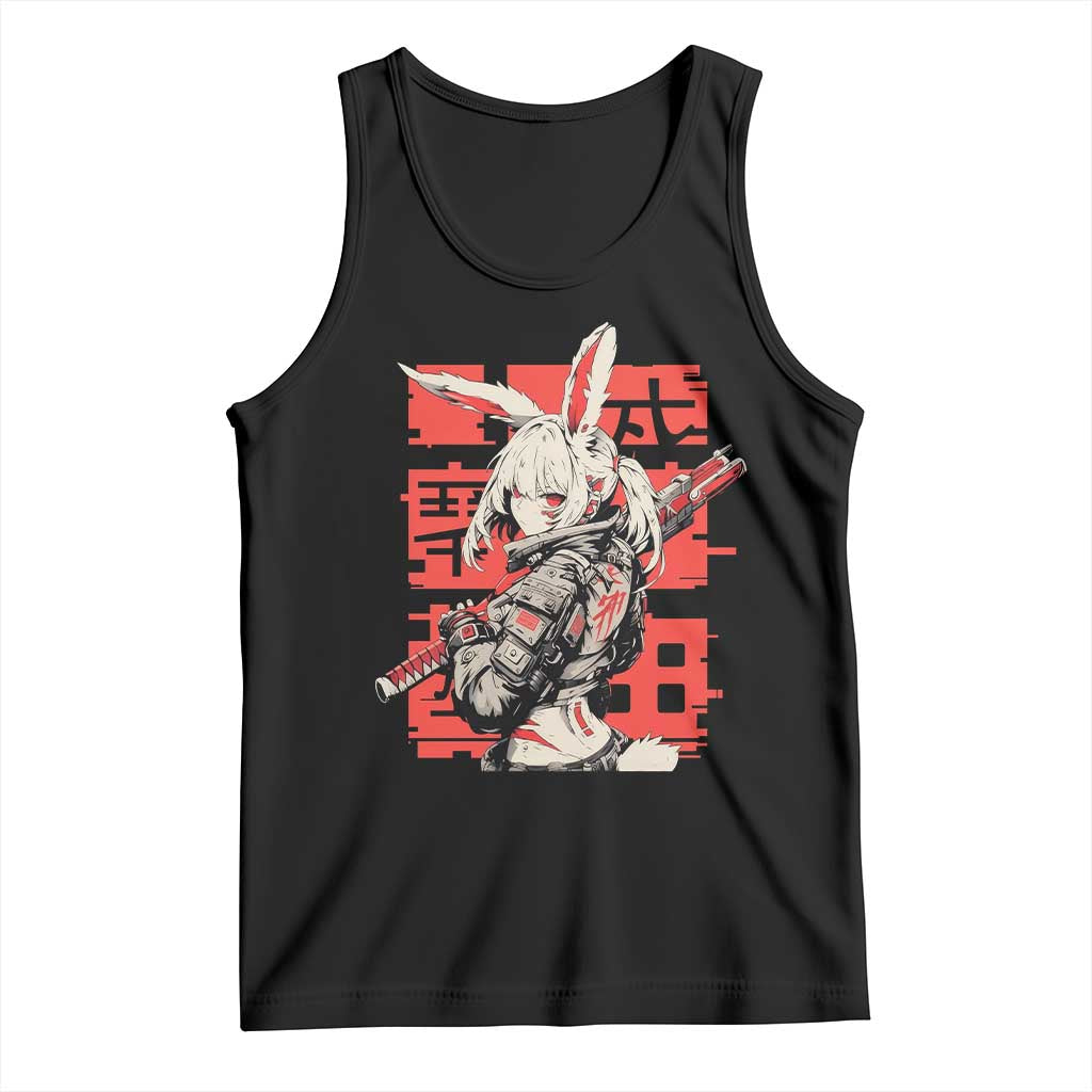 Anime Manga Cyberpunk Tank Top Techwear Harajuku Style Bunny Girl TS02 Black Print Your Wear