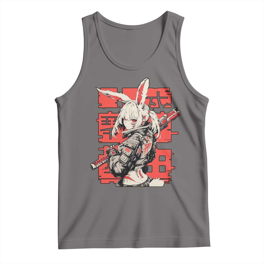 Anime Manga Cyberpunk Tank Top Techwear Harajuku Style Bunny Girl TS02 Deep Heather Print Your Wear