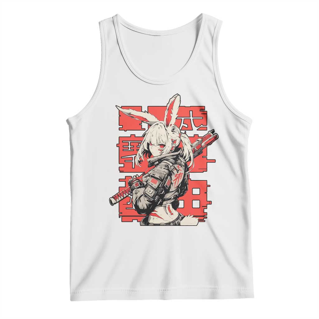 Anime Manga Cyberpunk Tank Top Techwear Harajuku Style Bunny Girl TS02 White Print Your Wear