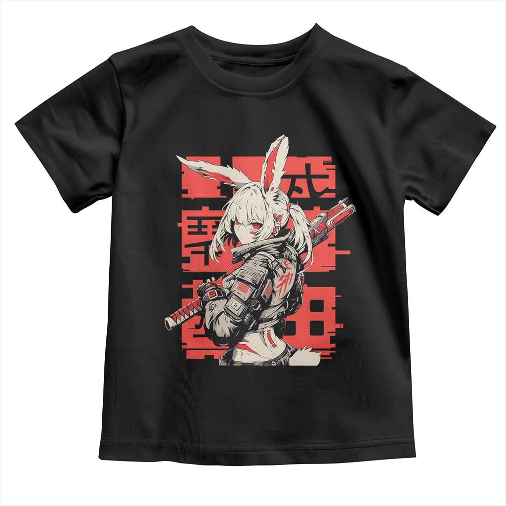Anime Manga Cyberpunk Toddler T Shirt Techwear Harajuku Style Bunny Girl TS02 Black Print Your Wear