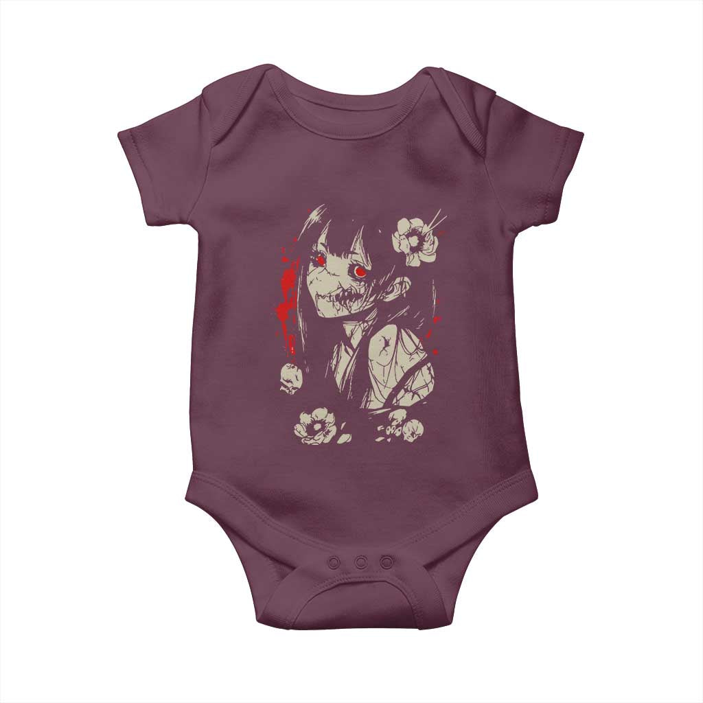 Horror Anime Manga Baby Onesie Japanese Creepy Kawaii Goth Otaku TS02 Maroon Print Your Wear