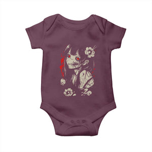 Horror Anime Manga Baby Onesie Japanese Creepy Kawaii Goth Otaku TS02 Maroon Print Your Wear