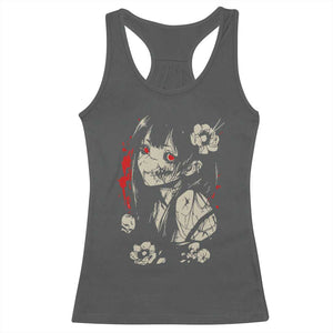Horror Anime Manga Racerback Tank Top Japanese Creepy Kawaii Goth Otaku TS02 Dark Heather Print Your Wear