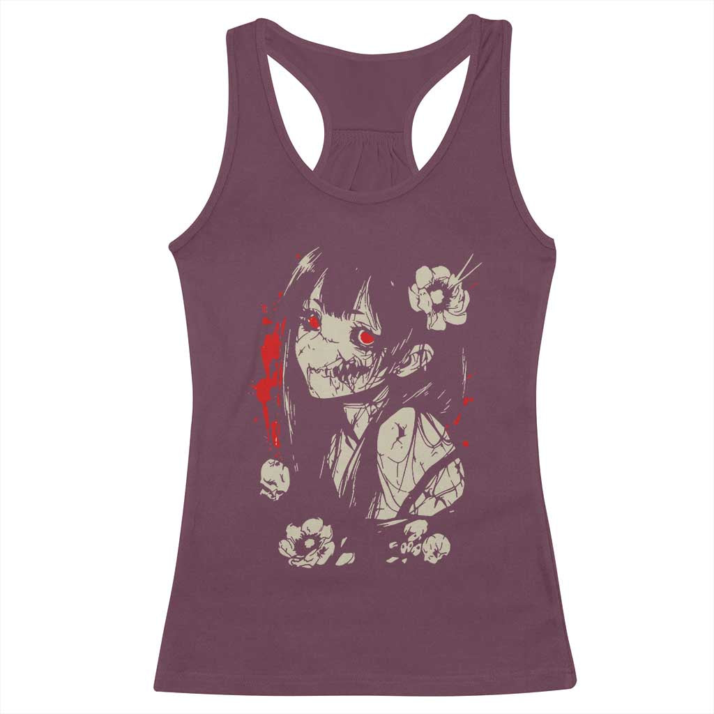 Horror Anime Manga Racerback Tank Top Japanese Creepy Kawaii Goth Otaku TS02 Maroon Print Your Wear