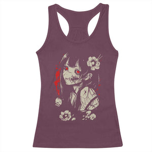 Horror Anime Manga Racerback Tank Top Japanese Creepy Kawaii Goth Otaku TS02 Maroon Print Your Wear
