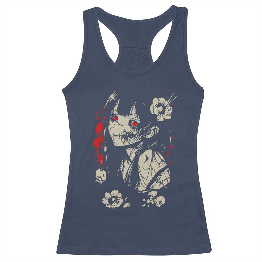 Horror Anime Manga Racerback Tank Top Japanese Creepy Kawaii Goth Otaku TS02 Navy Print Your Wear