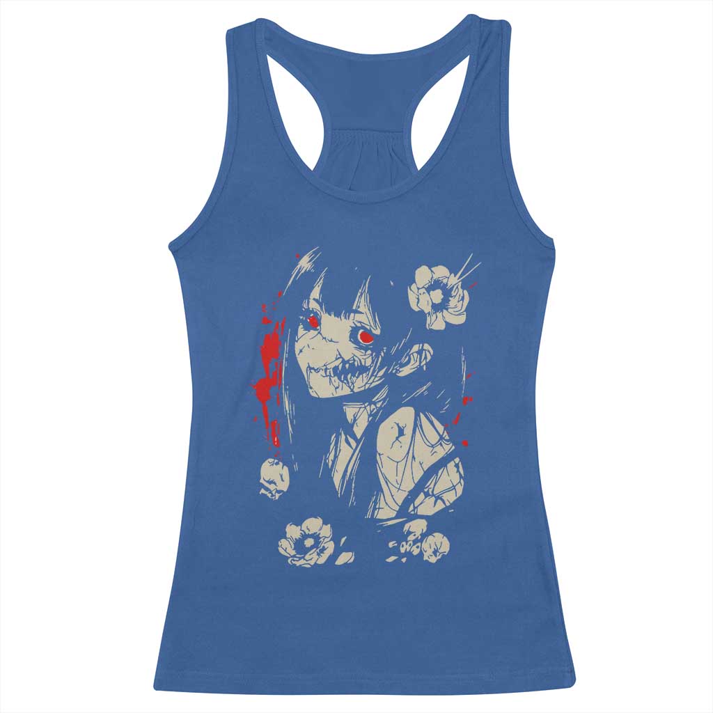 Horror Anime Manga Racerback Tank Top Japanese Creepy Kawaii Goth Otaku TS02 Royal Blue Print Your Wear