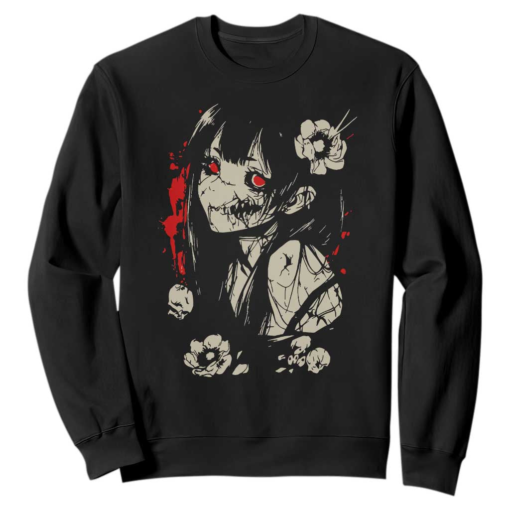 Horror Anime Manga Sweatshirt Japanese Creepy Kawaii Goth Otaku TS02 Black Print Your Wear
