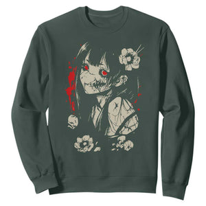 Horror Anime Manga Sweatshirt Japanese Creepy Kawaii Goth Otaku TS02 Dark Forest Green Print Your Wear