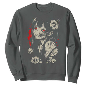 Horror Anime Manga Sweatshirt Japanese Creepy Kawaii Goth Otaku TS02 Dark Heather Print Your Wear