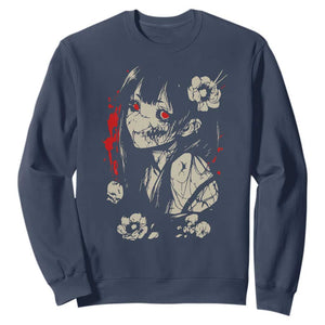 Horror Anime Manga Sweatshirt Japanese Creepy Kawaii Goth Otaku TS02 Navy Print Your Wear