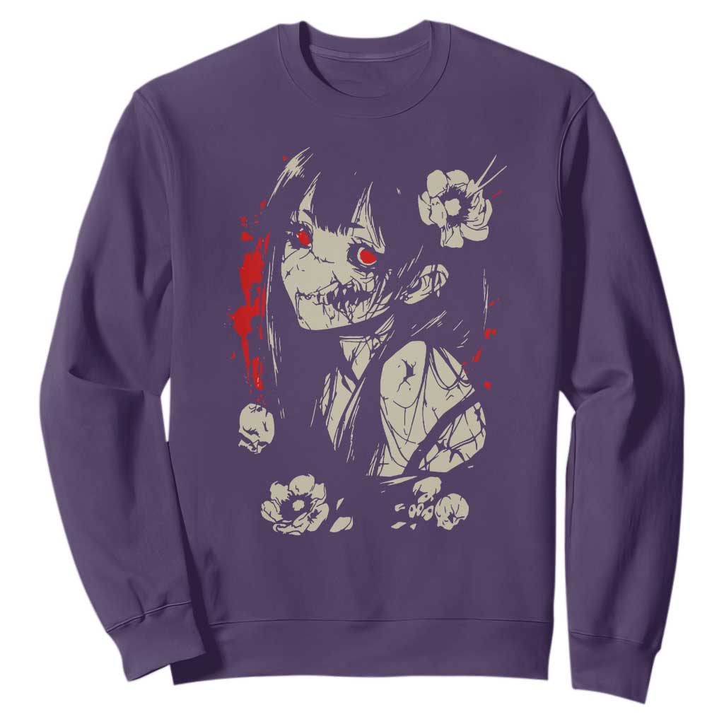 Horror Anime Manga Sweatshirt Japanese Creepy Kawaii Goth Otaku TS02 Purple Print Your Wear