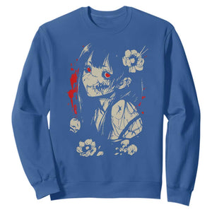 Horror Anime Manga Sweatshirt Japanese Creepy Kawaii Goth Otaku TS02 Royal Blue Print Your Wear