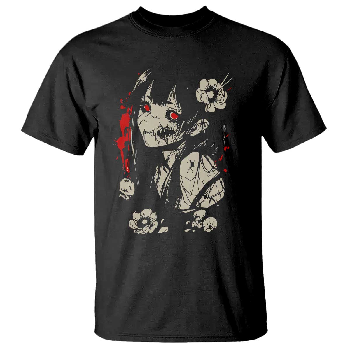 Horror Anime Manga T Shirt Japanese Creepy Kawaii Goth Otaku TS02 Black Print Your Wear