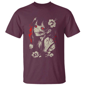 Horror Anime Manga T Shirt Japanese Creepy Kawaii Goth Otaku TS02 Maroon Print Your Wear
