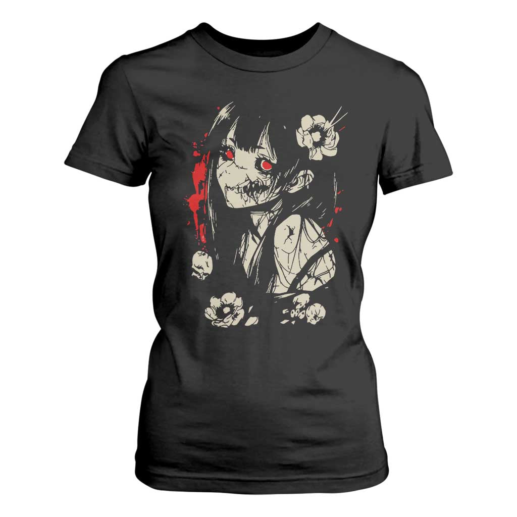 Horror Anime Manga T Shirt For Women Japanese Creepy Kawaii Goth Otaku TS02 Black Print Your Wear