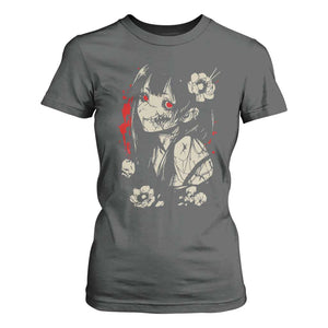 Horror Anime Manga T Shirt For Women Japanese Creepy Kawaii Goth Otaku TS02 Dark Heather Print Your Wear