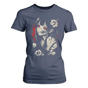 Horror Anime Manga T Shirt For Women Japanese Creepy Kawaii Goth Otaku TS02 Navy Print Your Wear