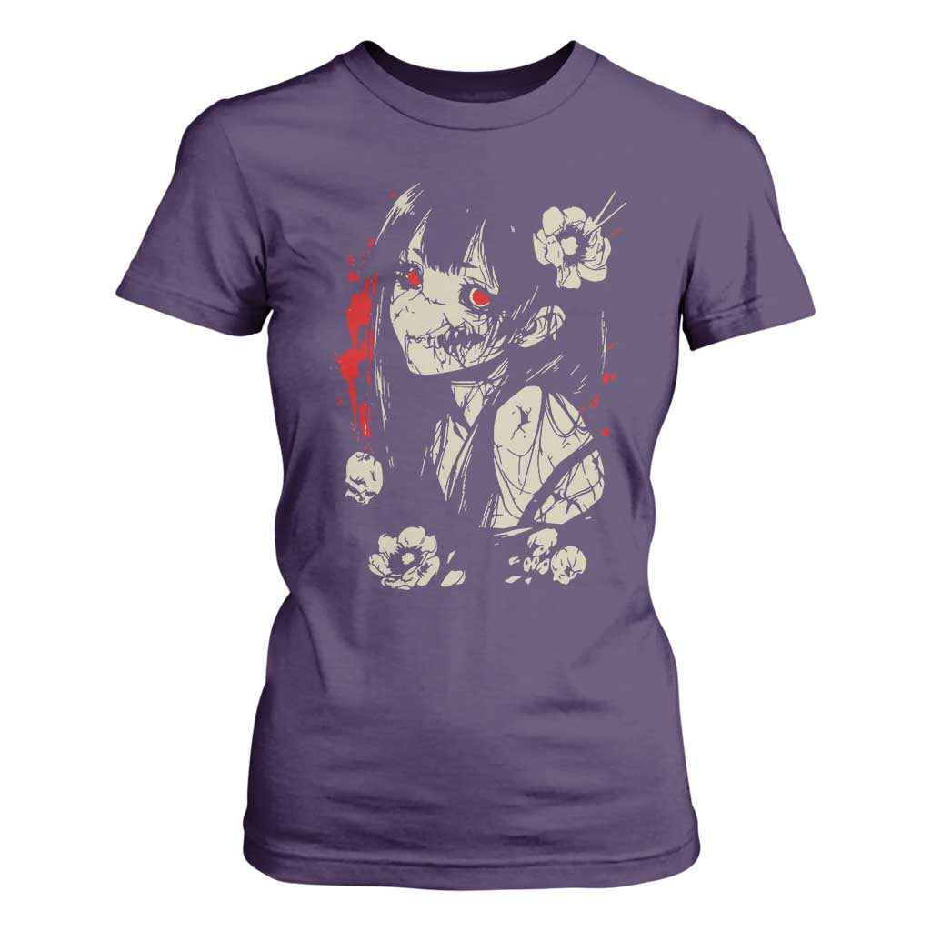 Horror Anime Manga T Shirt For Women Japanese Creepy Kawaii Goth Otaku TS02 Purple Print Your Wear
