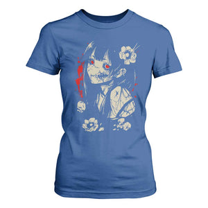 Horror Anime Manga T Shirt For Women Japanese Creepy Kawaii Goth Otaku TS02 Royal Blue Print Your Wear