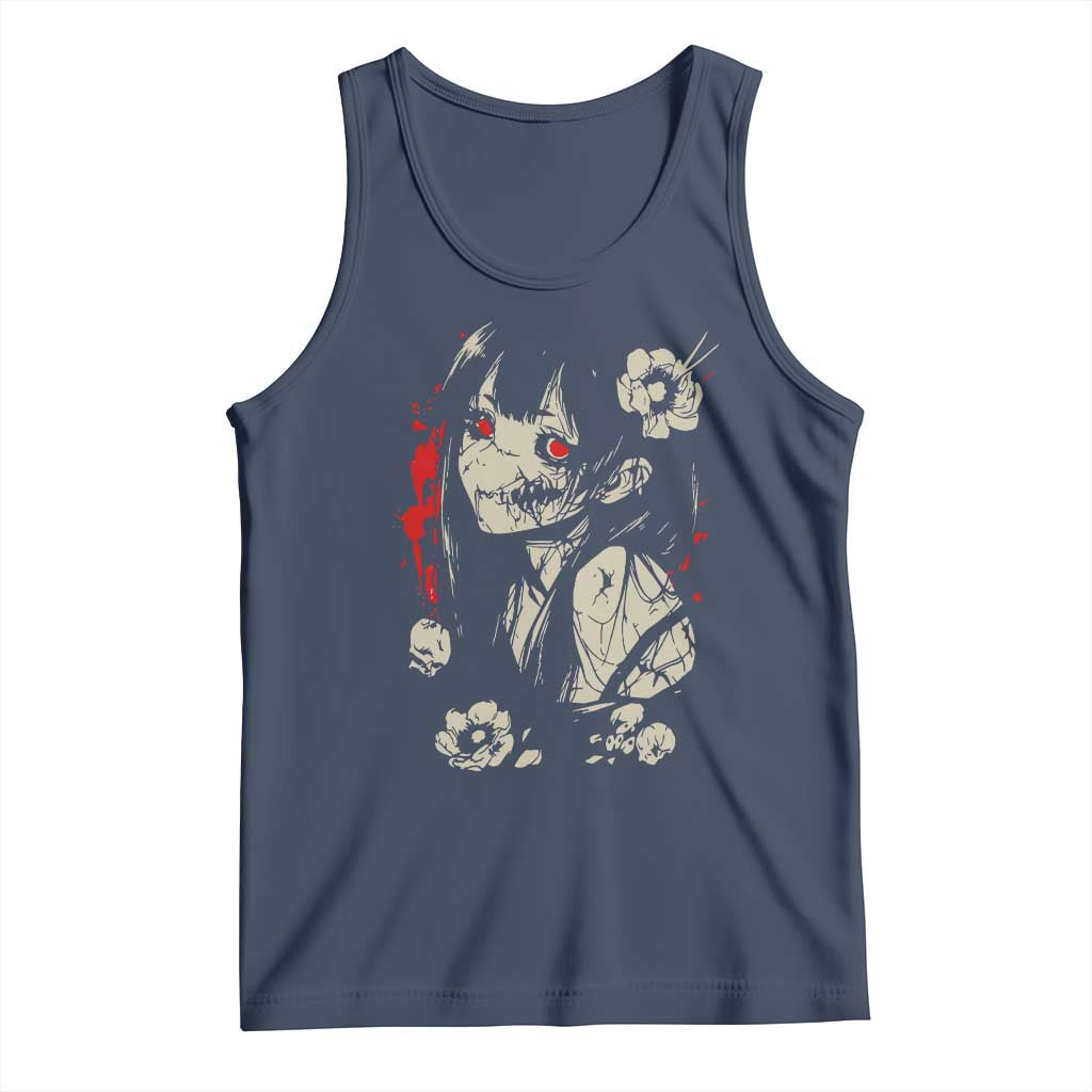 Horror Anime Manga Tank Top Japanese Creepy Kawaii Goth Otaku TS02 Navy Print Your Wear