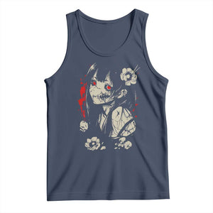 Horror Anime Manga Tank Top Japanese Creepy Kawaii Goth Otaku TS02 Navy Print Your Wear