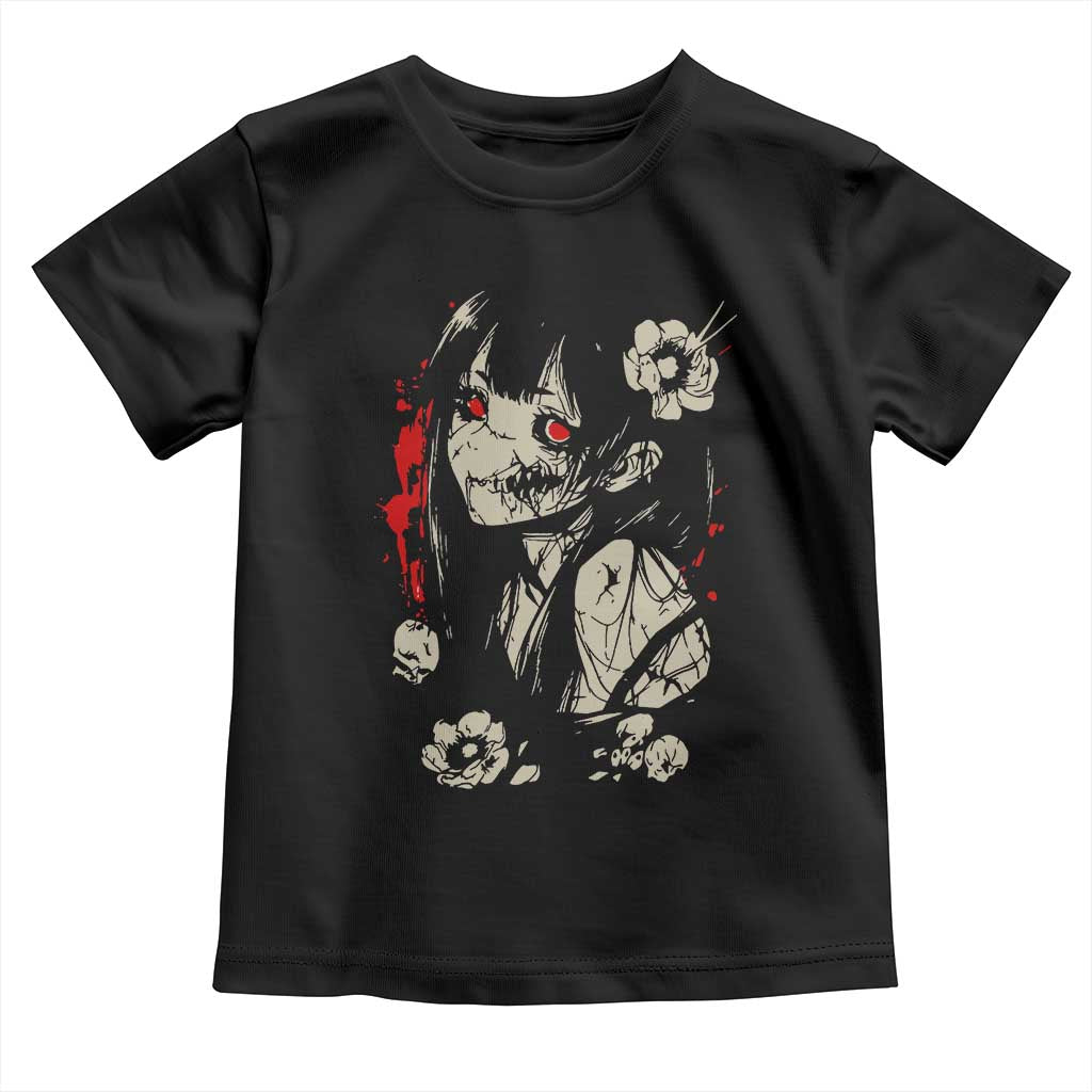 Horror Anime Manga Toddler T Shirt Japanese Creepy Kawaii Goth Otaku TS02 Black Print Your Wear