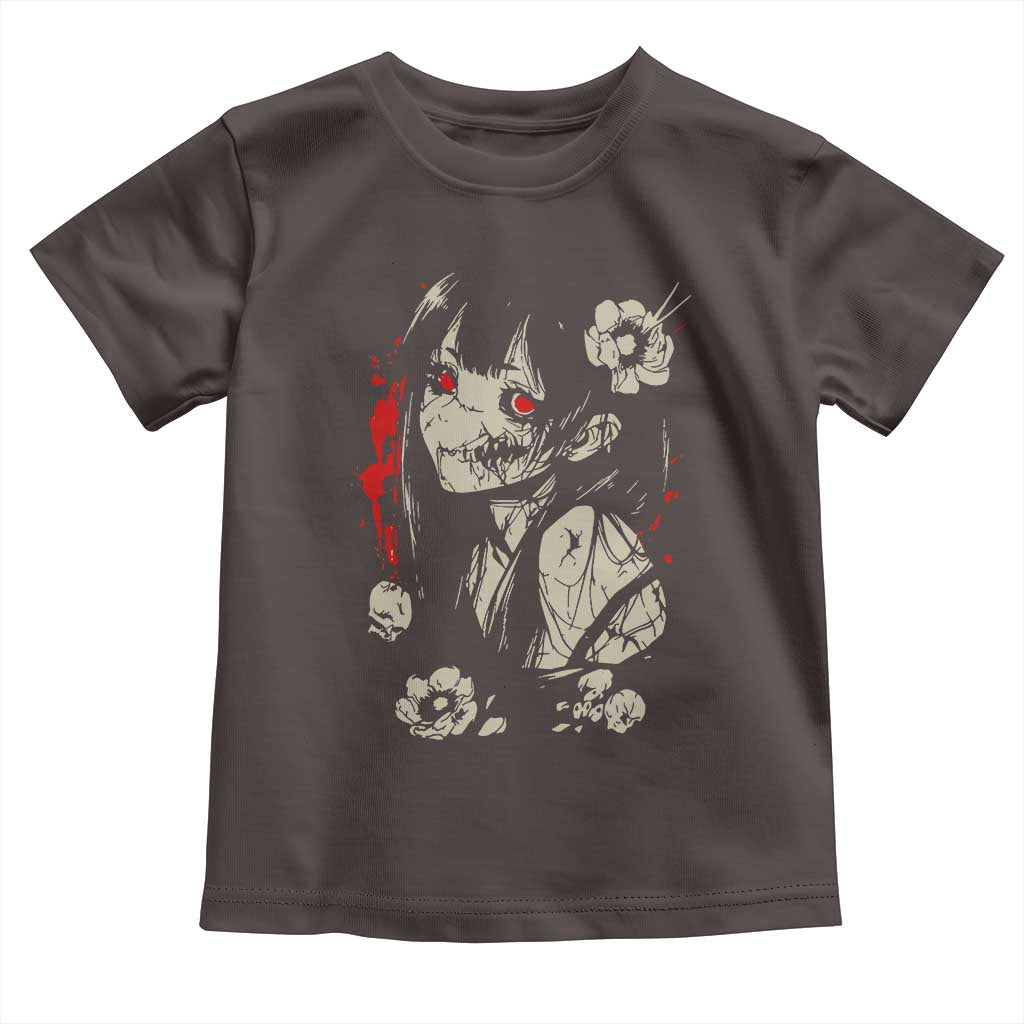 Horror Anime Manga Toddler T Shirt Japanese Creepy Kawaii Goth Otaku TS02 Dark Chocolate Print Your Wear