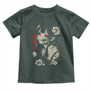 Horror Anime Manga Toddler T Shirt Japanese Creepy Kawaii Goth Otaku TS02 Dark Forest Green Print Your Wear