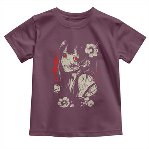 Horror Anime Manga Toddler T Shirt Japanese Creepy Kawaii Goth Otaku TS02 Maroon Print Your Wear