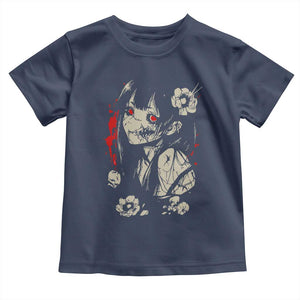 Horror Anime Manga Toddler T Shirt Japanese Creepy Kawaii Goth Otaku TS02 Navy Print Your Wear