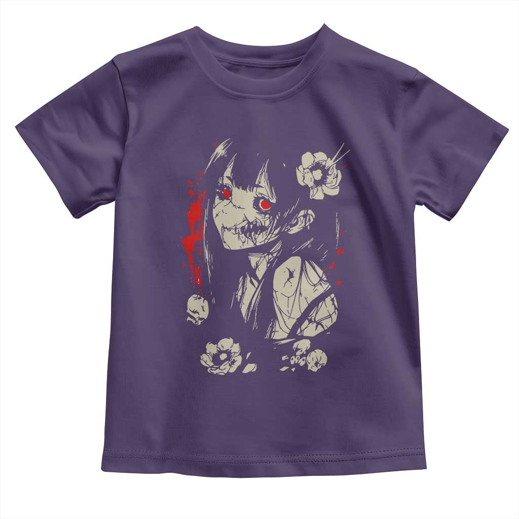 Horror Anime Manga Toddler T Shirt Japanese Creepy Kawaii Goth Otaku TS02 Purple Print Your Wear