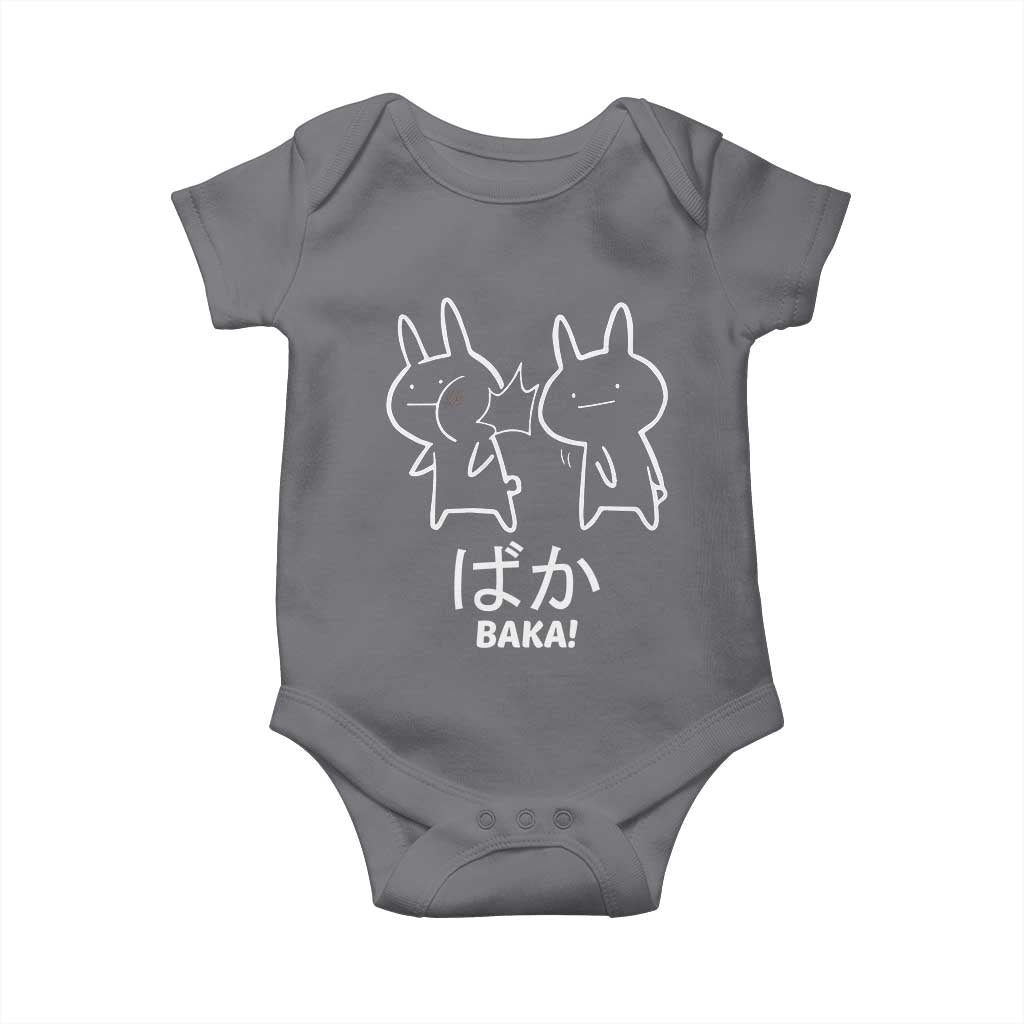 Funny Japanese Baka Baby Onesie Foolish Humorous Dumb Sarcasm Anime Manga Otaku TS02 Charcoal Print Your Wear