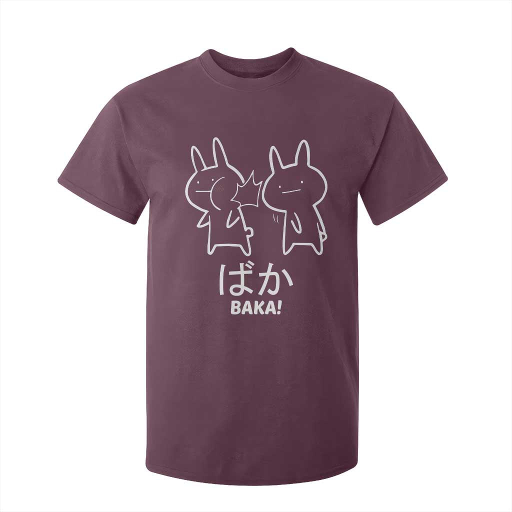 Funny Japanese Baka T Shirt For Kid Foolish Humorous Dumb Sarcasm Anime Manga Otaku TS02 Maroon Print Your Wear