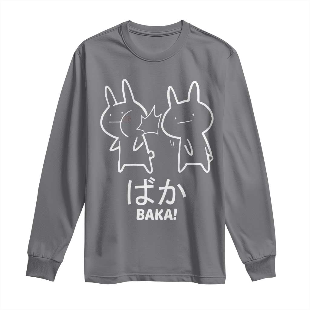 Funny Japanese Baka Long Sleeve Shirt Foolish Humorous Dumb Sarcasm Anime Manga Otaku TS02 Charcoal Print Your Wear