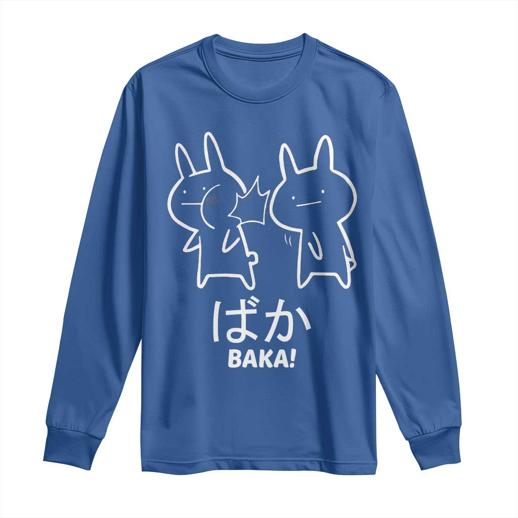 Funny Japanese Baka Long Sleeve Shirt Foolish Humorous Dumb Sarcasm Anime Manga Otaku TS02 Royal Blue Print Your Wear