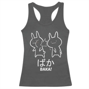 Funny Japanese Baka Racerback Tank Top Foolish Humorous Dumb Sarcasm Anime Manga Otaku TS02 Dark Heather Print Your Wear