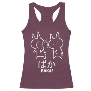 Funny Japanese Baka Racerback Tank Top Foolish Humorous Dumb Sarcasm Anime Manga Otaku TS02 Maroon Print Your Wear