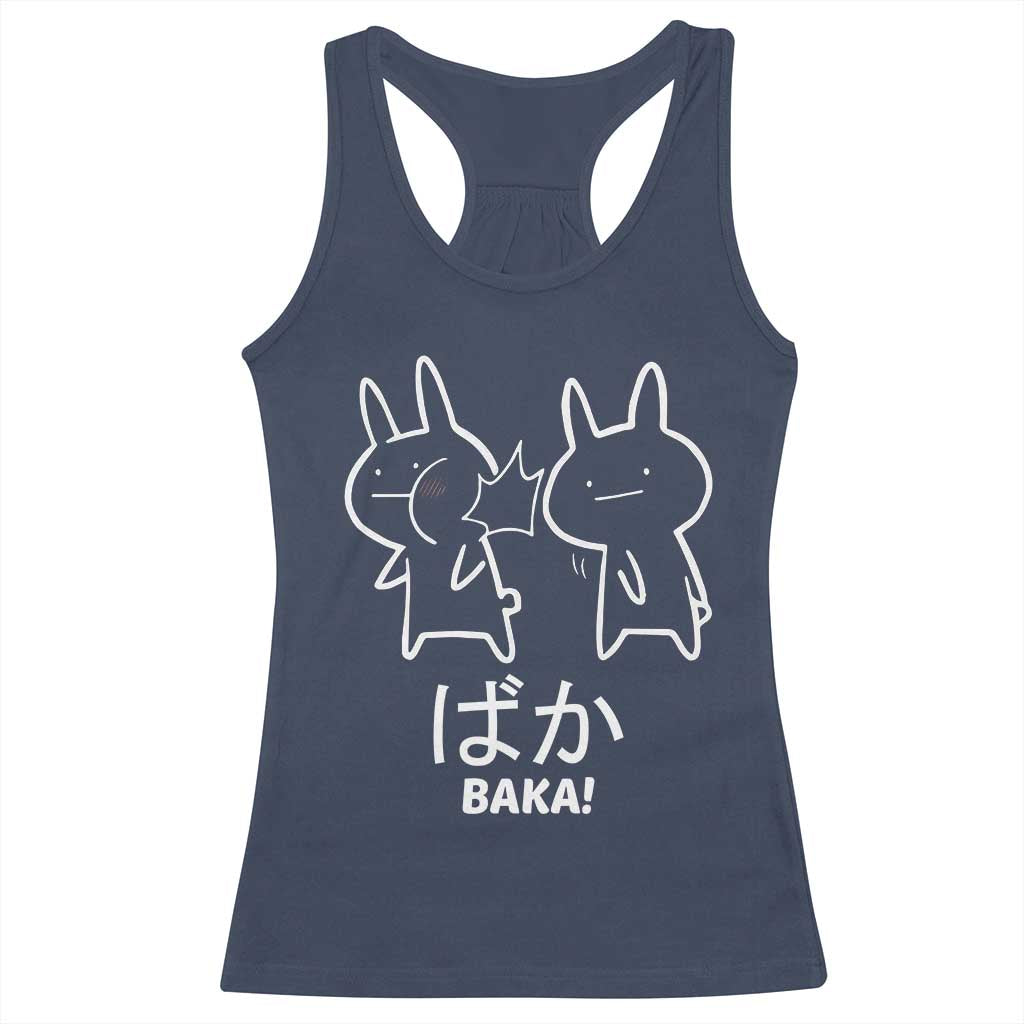 Funny Japanese Baka Racerback Tank Top Foolish Humorous Dumb Sarcasm Anime Manga Otaku TS02 Navy Print Your Wear
