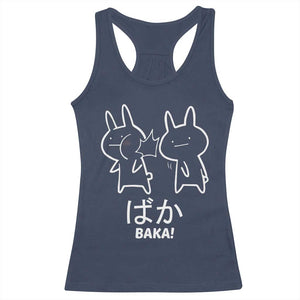 Funny Japanese Baka Racerback Tank Top Foolish Humorous Dumb Sarcasm Anime Manga Otaku TS02 Navy Print Your Wear