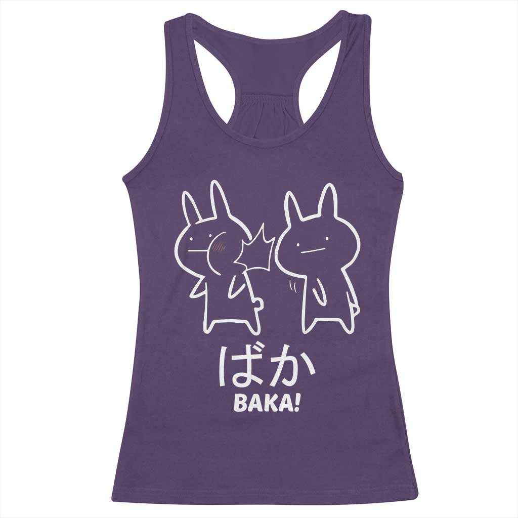 Funny Japanese Baka Racerback Tank Top Foolish Humorous Dumb Sarcasm Anime Manga Otaku TS02 Purple Print Your Wear